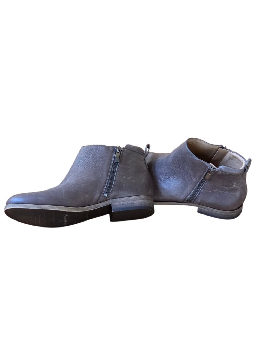 Franco Sarto Keegan Dual Zip Leather Ankle Booties size 8 Brown